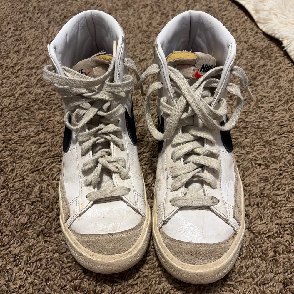 Nike White and Black High-Top Blazer Sneakers
